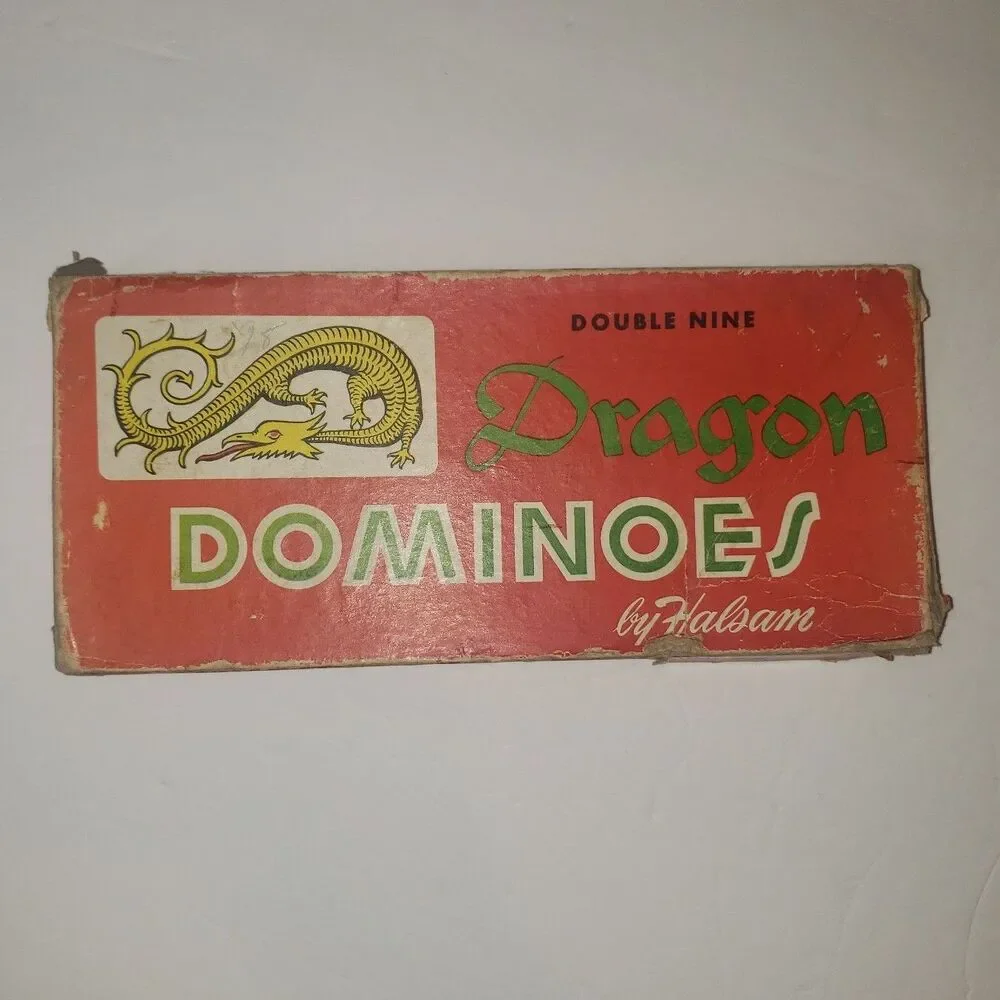 Vintage Double Nine Dragon Dominoes Game by Halsam Set No. 920